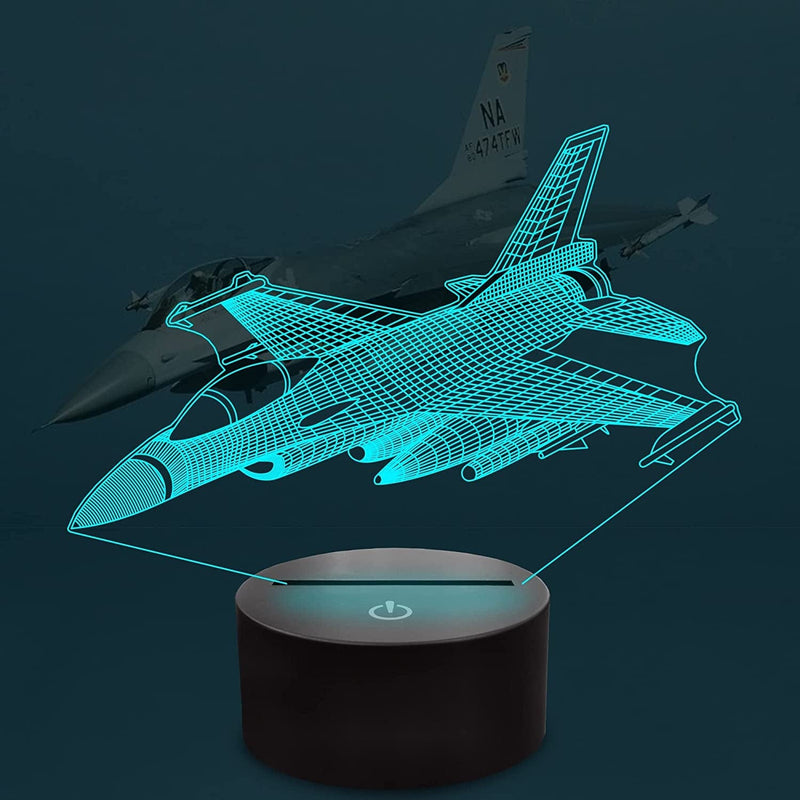 Warplane Night Lights,Kids Airplane 3D Night Light Bedside Lamp Fighter Toy Light 7 Colors Changing with Remote Control Best Christmas Gifts and Birthday Gifts for Boys Girls Kids Baby Home & Garden > Lighting > Night Lights & Ambient Lighting Anywin   