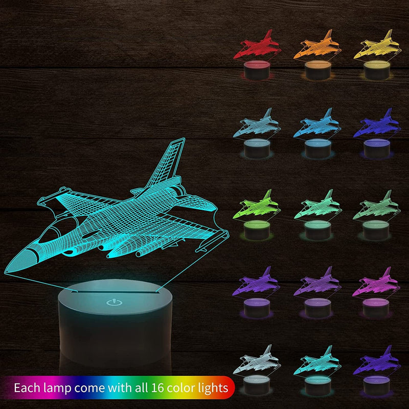 Warplane Night Lights,Kids Airplane 3D Night Light Bedside Lamp Fighter Toy Light 7 Colors Changing with Remote Control Best Christmas Gifts and Birthday Gifts for Boys Girls Kids Baby