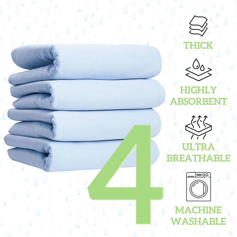 Washable Underpads, Pack of 4 Large Bed Pads, 30" x 34", for use as Incontinence Bed Pads, Reusable pet Pads, Great for Dogs, Cats, Bunny & Seniors by Green Lifestyle (4 Pack 30x34)