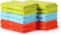 Washcloths for Body and Face - Absorbent Bath Towels Bulk Set, 100% Cotton Hotel Towels for Bathroom in Bulk. Durable,Soft Bath Rags, Wash Rag (Multicolor, Pack of 12) Home & Garden > Linens & Bedding > Towels Chiicol Neon Green, Blue, Orange-red  