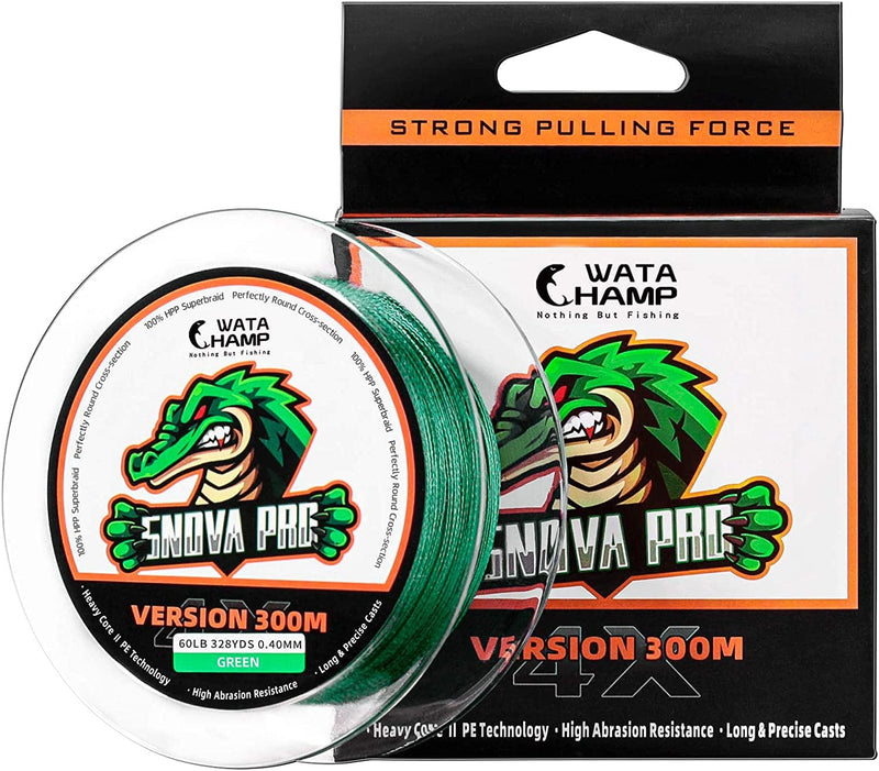 Watachamp Snova Pro Braided Fishing Line 6Lb-100Lb Incredible Superline Abrasion Resistant Braided Lines Super Strong High Performance Sporting Goods > Outdoor Recreation > Fishing > Fishing Lines & Leaders WATA CHAMP Moss Green 60LB (27.3KG) 0.4mm-546yds 