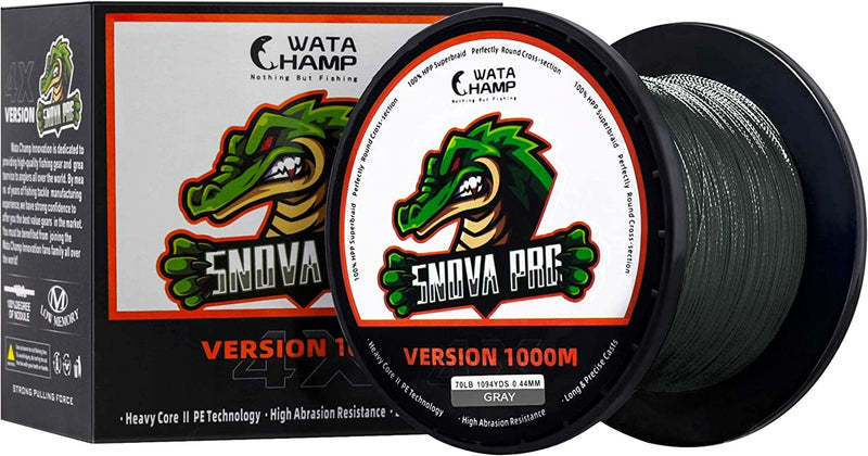 Watachamp Snova Pro Braided Fishing Line 6Lb-100Lb Incredible Superline Abrasion Resistant Braided Lines Super Strong High Performance Sporting Goods > Outdoor Recreation > Fishing > Fishing Lines & Leaders WATA CHAMP Low-Vis Gray 12LB (5.5KG) 0.12mm-164yds (2pcs) 