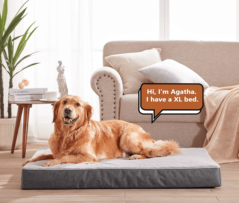 WATANIYA PET Memory Foam Orthopedic Large Dog Bed, Washable Dog Bed for Crate with Cooling Gel Mattress, Waterproof Liner and Plush Removable Cover for Medium Extra Large Jumbo Dogs