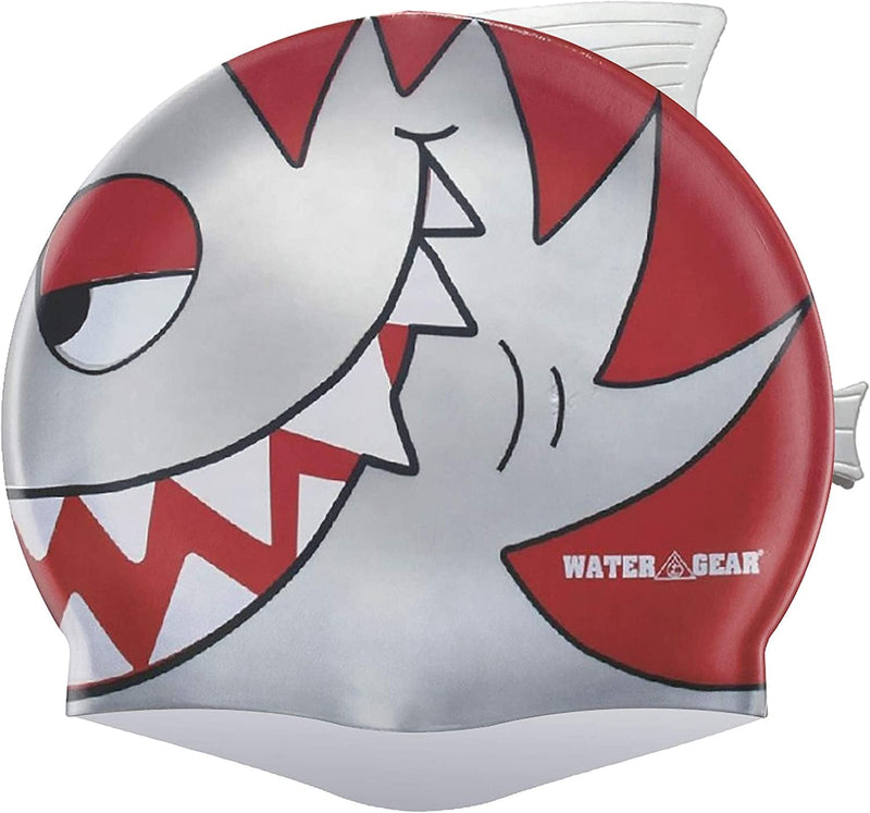 Water Gear Critter Cap - Extremely Durable Swimming Cap for Kids - Great for Improving Swimming Skills and Instilling Confidence in the Water - Long-Lasting Toddler Swimming Cap Sporting Goods > Outdoor Recreation > Boating & Water Sports > Swimming > Swim Caps Water Gear SILVER PIRANHA  