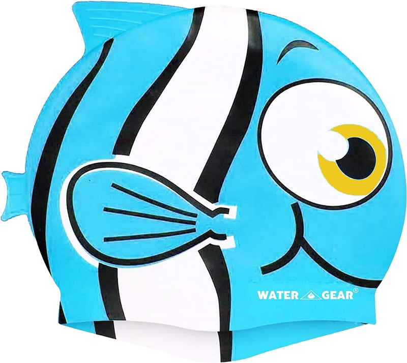 Water Gear Critter Cap - Extremely Durable Swimming Cap for Kids - Great for Improving Swimming Skills and Instilling Confidence in the Water - Long-Lasting Toddler Swimming Cap Sporting Goods > Outdoor Recreation > Boating & Water Sports > Swimming > Swim Caps Water Gear BLUE FISH  