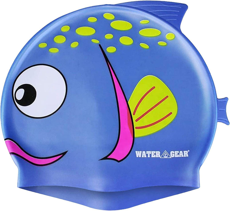 Water Gear Critter Cap - Extremely Durable Swimming Cap for Kids - Great for Improving Swimming Skills and Instilling Confidence in the Water - Long-Lasting Toddler Swimming Cap Sporting Goods > Outdoor Recreation > Boating & Water Sports > Swimming > Swim Caps Water Gear SPOTTED BLUE FISH  