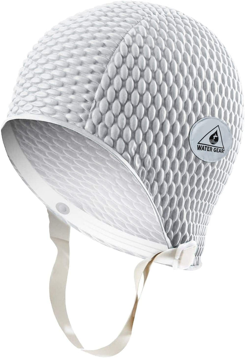 Water Gear Natural Rubber Swim Bubble Cap Sporting Goods > Outdoor Recreation > Boating & Water Sports > Swimming > Swim Caps Water Gear White Medium 