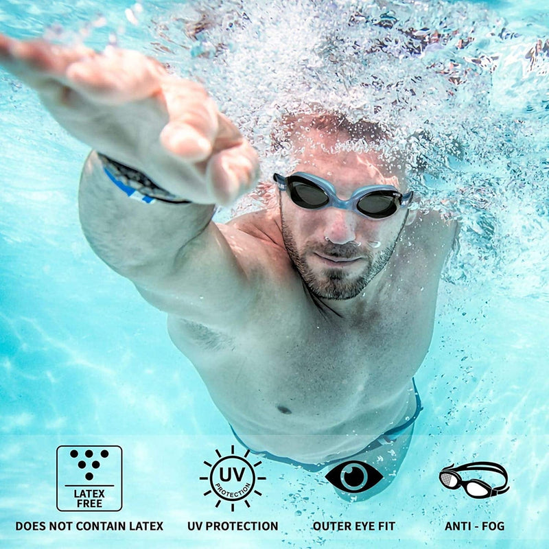 Water Gear Racer Anti-Fog Swimming Goggles - Great for Pool and Diving - Unisex