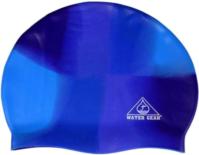 Water Gear Silicone Adult Swim Cap - Flexible Unisex Waterproof - Great for Short and Long Hair - Improve Your Performance - Women Men and Teens -Triathlon Swimmers and Athletes Sporting Goods > Outdoor Recreation > Boating & Water Sports > Swimming > Swim Caps Water Gear BLUE / BLUE  