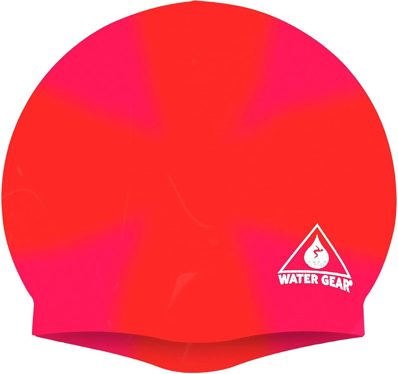 Water Gear Silicone Adult Swim Cap - Flexible Unisex Waterproof - Great for Short and Long Hair - Improve Your Performance - Women Men and Teens -Triathlon Swimmers and Athletes Sporting Goods > Outdoor Recreation > Boating & Water Sports > Swimming > Swim Caps Water Gear X-ORANGE/PINK  