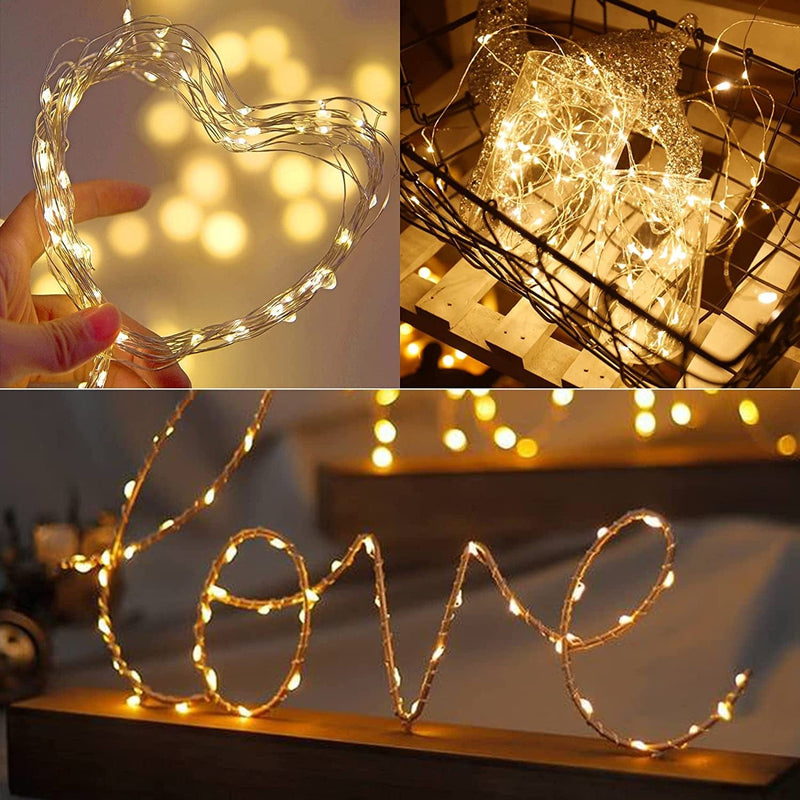 WATERGLIDE 12 Pack Fairy Lights Battery Operated (Included), 6.5Ft 20 LED Mini String Lights, Waterproof Silver Wire Firefly Starry Lights for DIY Wedding Christmas Party Mason Jars Decor, Warm White Home & Garden > Lighting > Light Ropes & Strings WATERGLIDE   