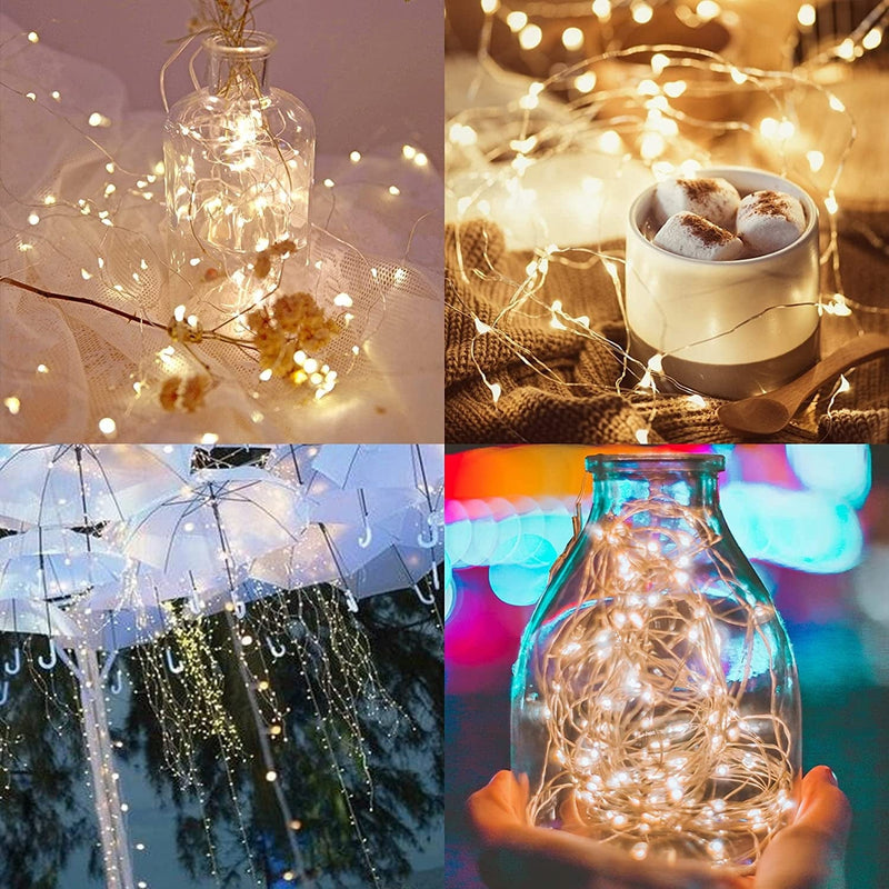 WATERGLIDE 12 Pack Fairy Lights Battery Operated (Included), 6.5Ft 20 LED Mini String Lights, Waterproof Silver Wire Firefly Starry Lights for DIY Wedding Christmas Party Mason Jars Decor, Warm White Home & Garden > Lighting > Light Ropes & Strings WATERGLIDE   