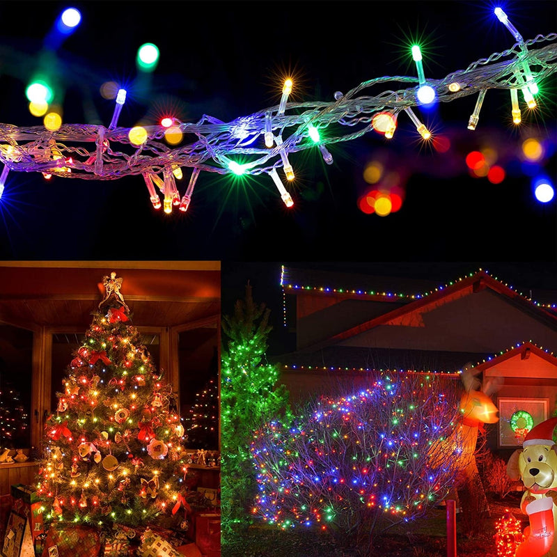 WATERGLIDE 300 LED Christmas Lights, 98.5FT Xmas String Light 8 Lighting Modes, Plug in Waterproof Mini Lights for Outdoor Indoor Holiday Christmas Tree Wedding Party Bedroom Decorations (Multicolor) Home & Garden > Lighting > Light Ropes & Strings Linhai Huanbo Lighting Co., Ltd.   