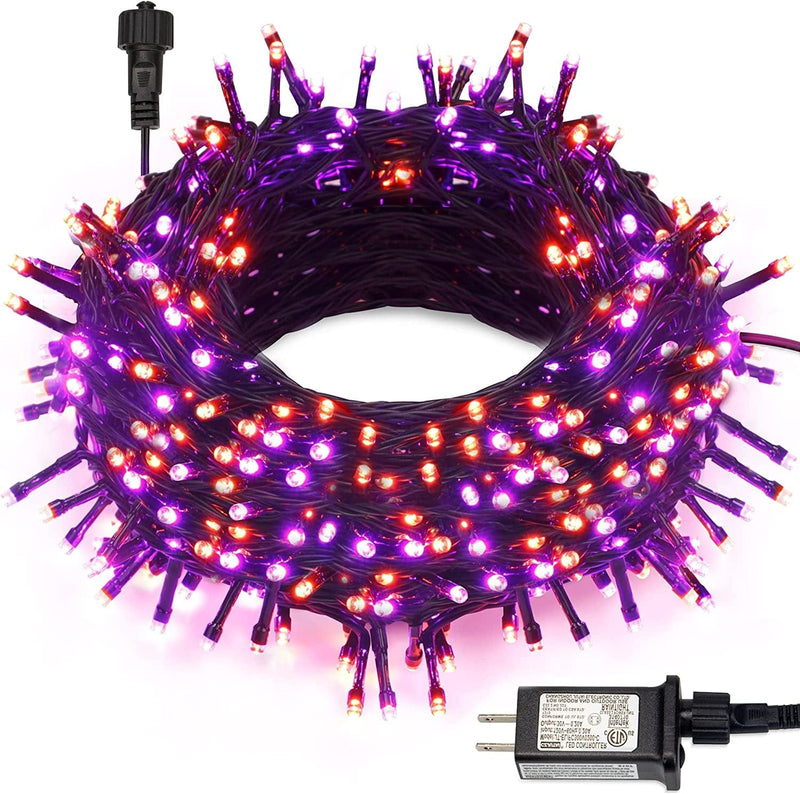 WATERGLIDE 300 LED Christmas Lights, 98.5FT Xmas String Light 8 Lighting Modes, Plug in Waterproof Mini Lights for Outdoor Indoor Holiday Christmas Tree Wedding Party Bedroom Decorations (Multicolor) Home & Garden > Lighting > Light Ropes & Strings Linhai Huanbo Lighting Co., Ltd. Purple & Orange  