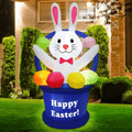 WATERGLIDE 5 FT Inflatable Easter Decoration, Lighted Bunny with Colorful Eggs in Blue Basket, Cute Rabbit Blow up Indoor Outdoor for Holiday Lawn Yard Garden outside Decorations Home & Garden > Decor > Seasonal & Holiday Decorations Taizhou Huangyan Yulong Arts&Crafts Co., Ltd Blue  