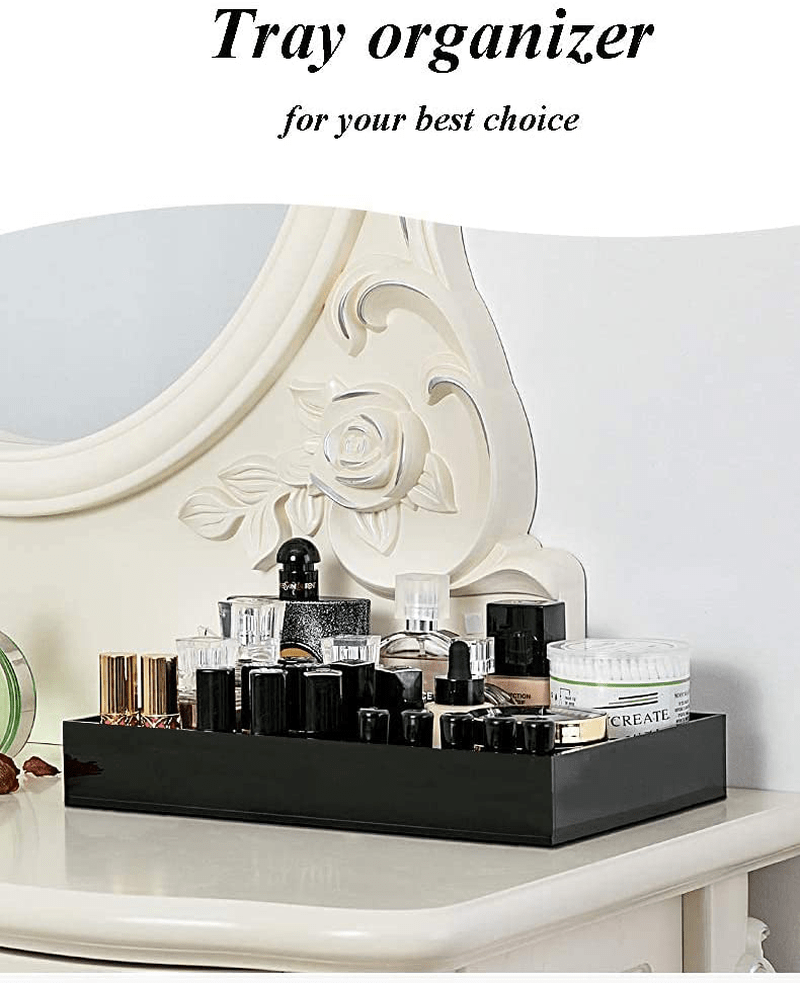 Waterproof Acrylic Vanity Tray, Acrylic Tray, Sturdy Valet Tray Organizer, Thick Lucite Nightstand Dresser or Bathroom Organizer for Change, Coin, Key, Phone, Glasses, Black Acrylic Tray Home & Garden > Decor > Decorative Trays MissionMatch   