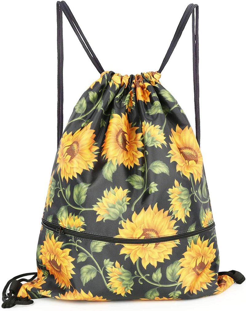 Waterproof Gym Drawstring Bag,Sports Backpack for Men Women Girls Boys Home & Garden > Household Supplies > Storage & Organization KOL DEALS Cute Sunflowers  