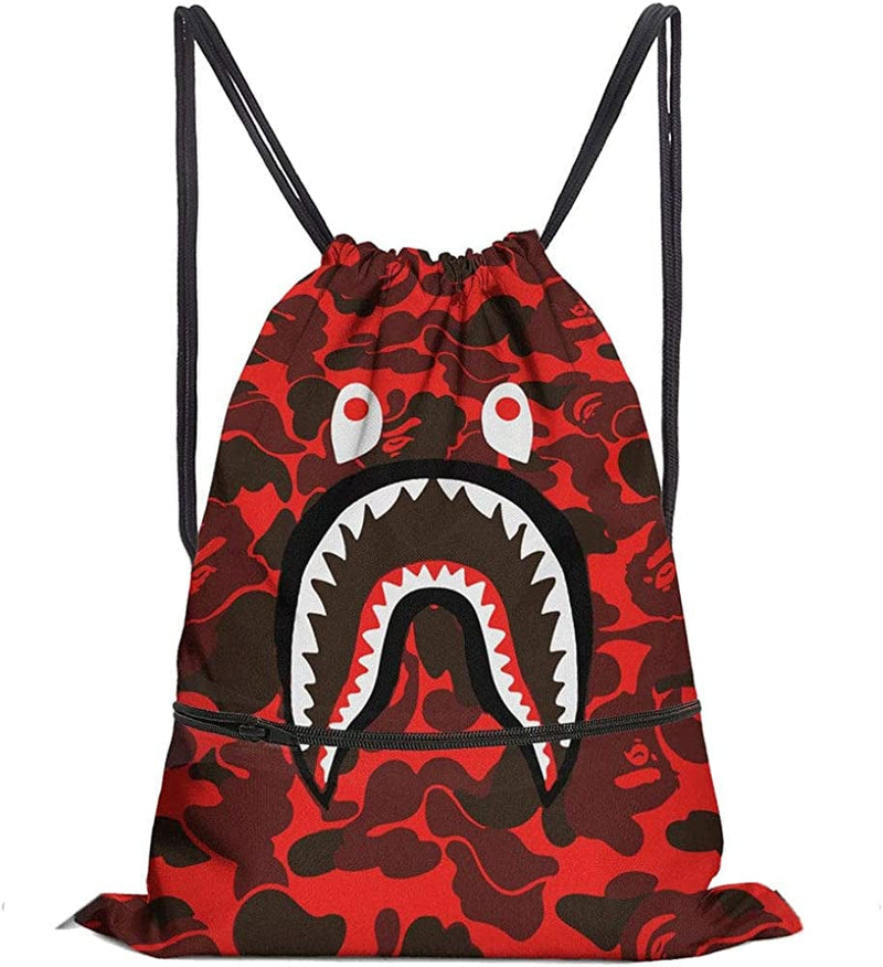 Waterproof Gym Drawstring Bag,Sports Backpack for Men Women Girls Boys Home & Garden > Household Supplies > Storage & Organization KOL DEALS Red Shark Mouth  