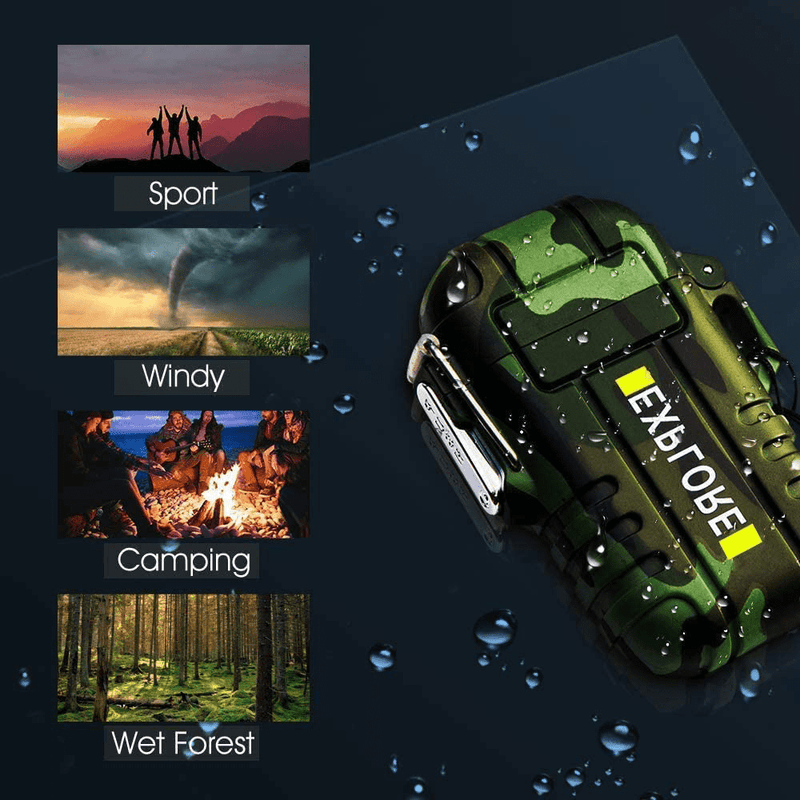 Waterproof Lighter Outdoor Windproof Lighter Dual Arc Lighter Electric Lighters USB Rechargeable-Flameless-Plasma Cool Lighters for Camping,Hiking,Adventure,Survival Tactical Gear (Camouflage) Sporting Goods > Outdoor Recreation > Camping & Hiking > Camping Tools LcFun   