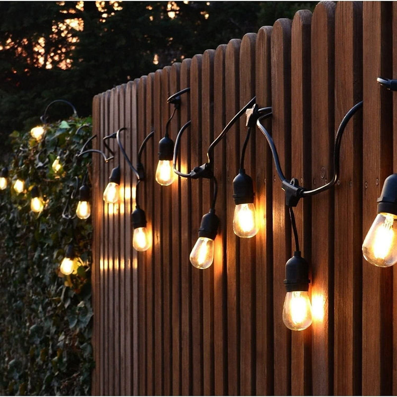Waterproof Outdoor String Lights - 12Ft Commercial Grade Patio Lights Heavy Duty Light String Hanging Lights Fixture with 11W S14 Bulbs for Deckyard Garden Porch Party Decor