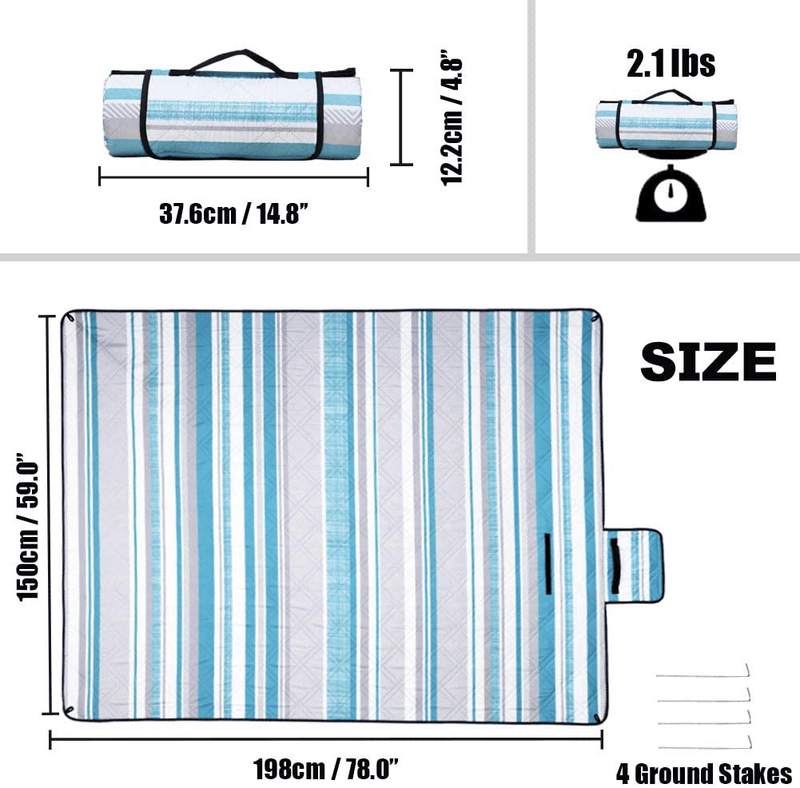 Waterproof Picnic Blanket for Outdoors, Oversized & Sand-Proof Beach Mat Blanket 78”x 59", Portable Outdoor Blanket with Strap Home & Garden > Lawn & Garden > Outdoor Living > Outdoor Blankets > Picnic Blankets Lisifan   