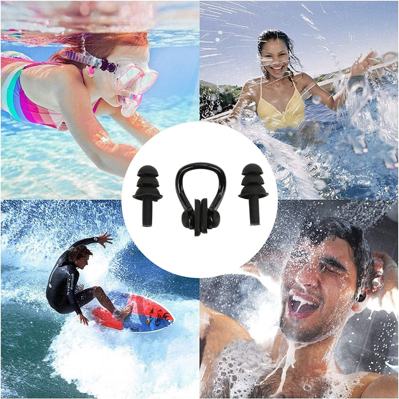 Waterproof Swimming Earplugs Swim Nose Clips Silicone Swim Training Ear and Nose Protector Set for Kids and Adults Sporting Goods > Outdoor Recreation > Boating & Water Sports > Swimming Alomejor   