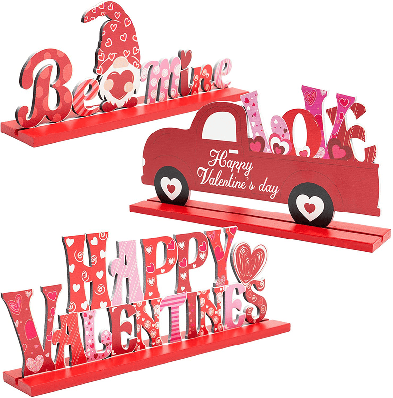 WATINC 3Pcs Valentine Table Decorations,Wooden Centerpiece Signs for Dining Room Table,Wedding Anniversary Valentine’S Day Party Décor Ornament,Engagement Party Supplies Gifts Home & Garden > Decor > Seasonal & Holiday Decorations WATINC   