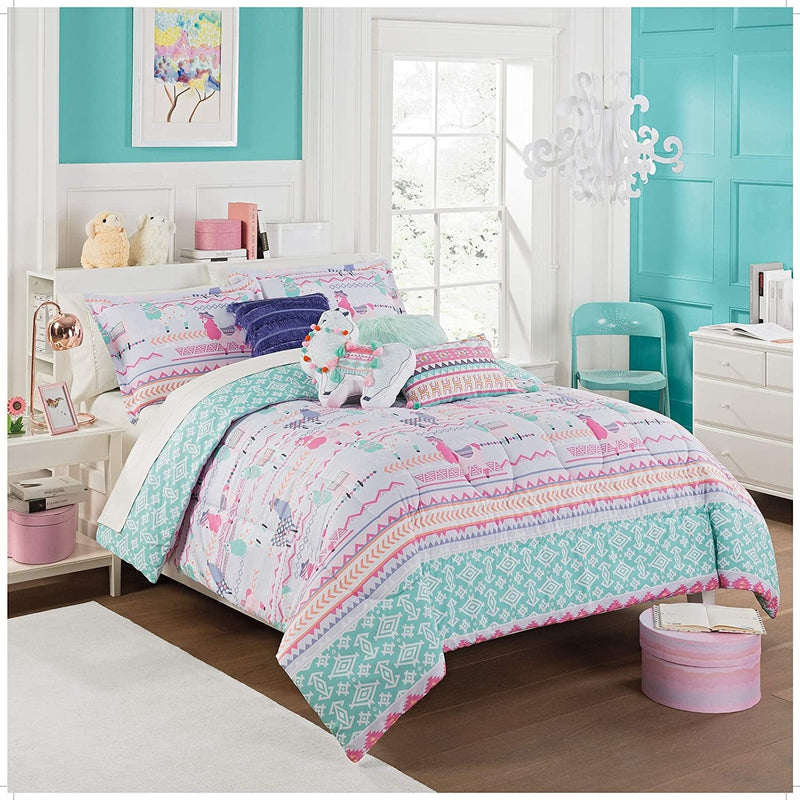 WAVERLY La La Llama Modern Graphic 3-Piece Reversible Comforter Set, Full, Multicolor Home & Garden > Linens & Bedding > Bedding > Quilts & Comforters WAVERLY Multicolor Twin 
