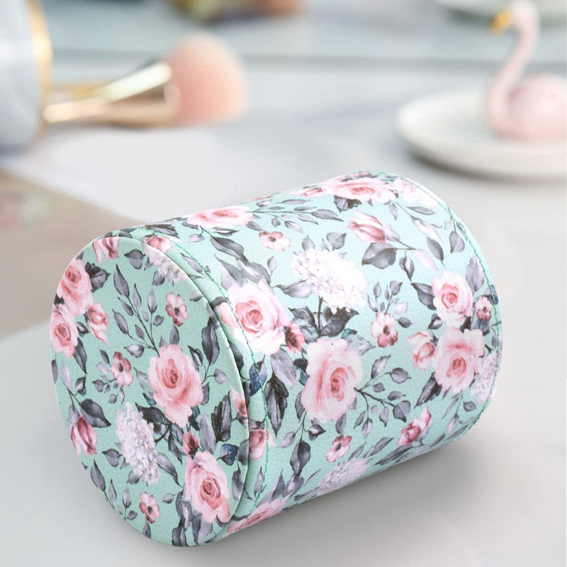 WAVEYU Pen Holder, Makeup Brush Holder Leather Cute Floral Pattern Pencil Cup for Girls Kids Women Durable Stand Desk Organizer Storage Gift for Office, Classroom, Home, Green Flower