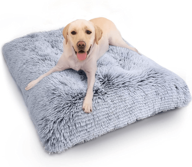 WAYIMPRESS Large Dog Crate Bed Crate Pad Mat for Medium Small Dogs&Cats,Fulffy Faux Fur Kennel Pad Comfy Self Warming Non-Slip Dog Beds for Sleeping and anti Anxiety Animals & Pet Supplies > Pet Supplies > Dog Supplies > Dog Beds WAYIMPRESS Grey 41x27.5x4.6 Inch 