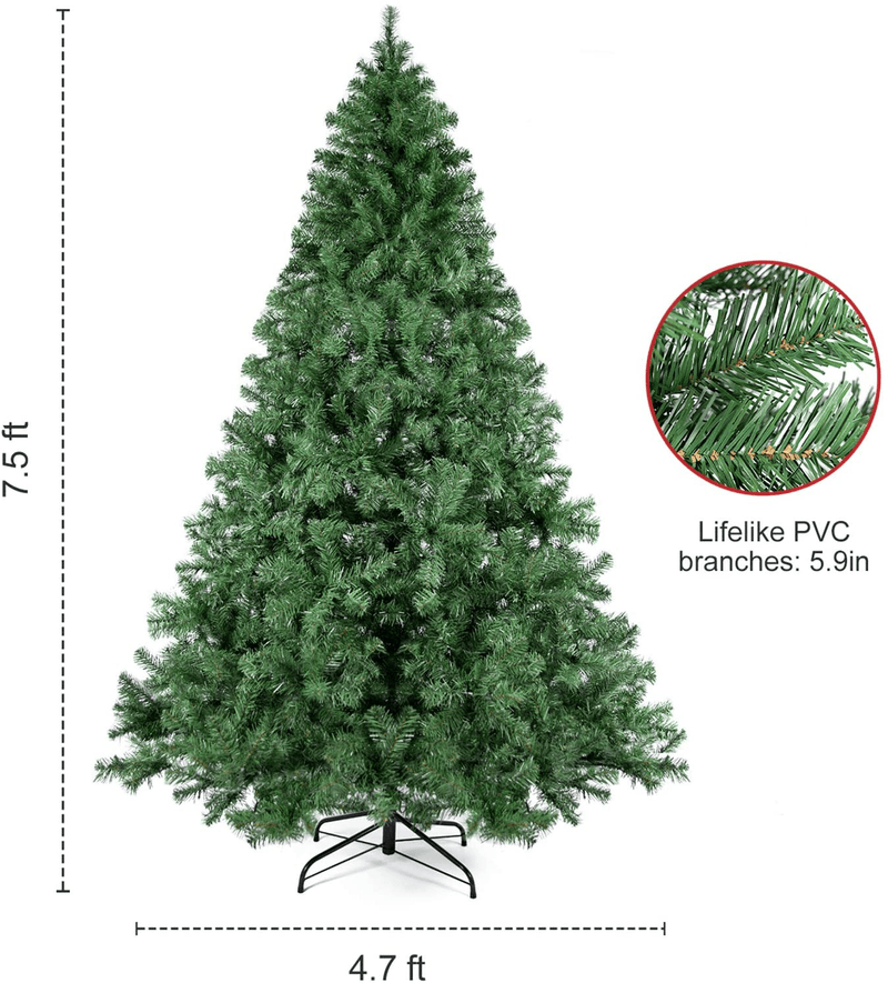 WBHome XMT-0001-75 7.5 Feet Premium Spruce Hinged Artificial Christmas Tree, 1250 Branch Tips, Unlit, 7.5FT, Green Home & Garden > Decor > Seasonal & Holiday Decorations > Christmas Tree Stands WBHome   