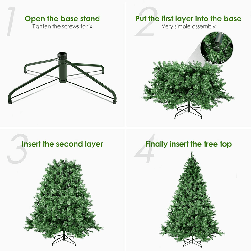 WBHome XMT-0001-75 7.5 Feet Premium Spruce Hinged Artificial Christmas Tree, 1250 Branch Tips, Unlit, 7.5FT, Green