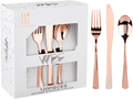 WDF 90Pieces Gold Plastic Silverware-Gold Plastic Cutlery with White Handle- Heavyweight Disposable Flatware Include 30Forks, 30 Spoons, 30 Knives Home & Garden > Kitchen & Dining > Tableware > Flatware > Flatware Sets WDF Rose Gold  