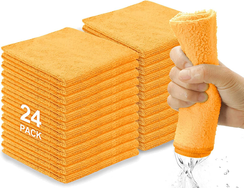 WEAWE Stainless Steel Cleaning Cloth, Premium Microfiber Stainless Steel Cleaner for Appliances, Great for Oven, Stove and Refrigerators, Washable and Reusable, 12 Pack, 12 × 12 Inch Home & Garden > Household Supplies > Household Cleaning Supplies WEAWE Orange 24 Pack(13.5" x 13.5") 