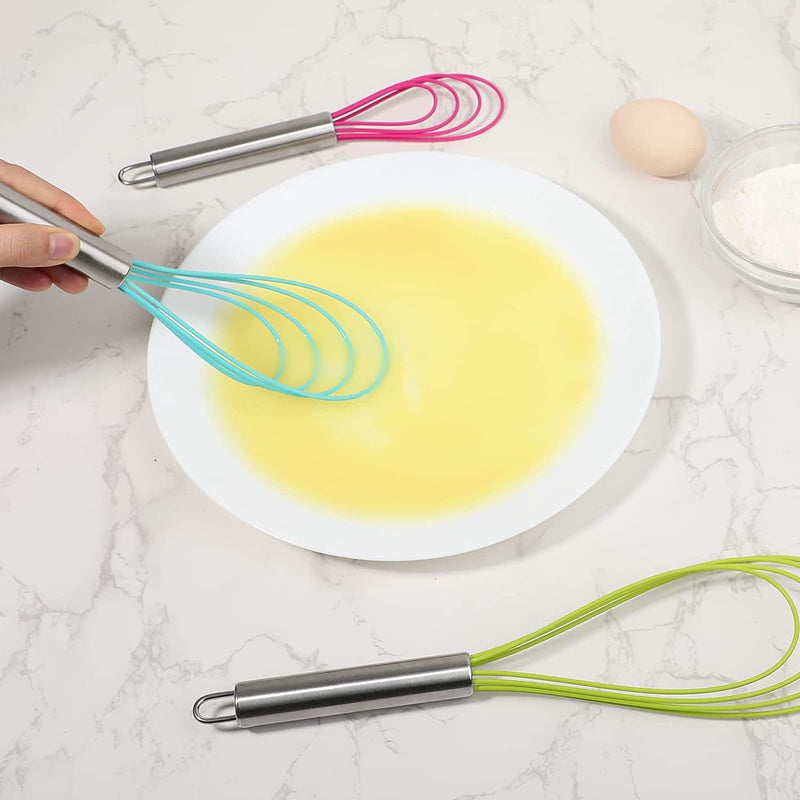Webake Flat Whisk Set of 3, Silicone Whisk Heat Resistant Kitchen Whisks for Non-Stick Cookware, Egg Beater Perfect for Blending, Whisking, Beating, Frothing & Stirring Home & Garden > Kitchen & Dining > Kitchen Tools & Utensils Webake   