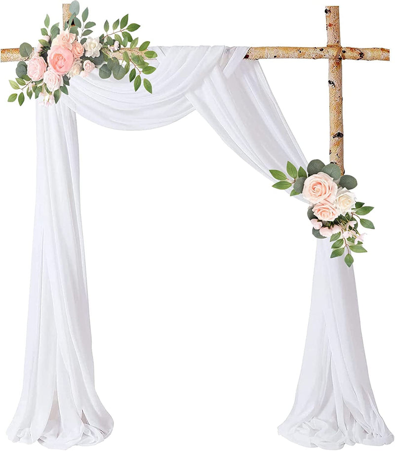 Wedding Arch Draping Fabric, 1 Panel 18FT Burgundy Sheer Backdrop Curtain Chiffon Fabric Drapery Sheer Voile Scarf Draping Panels for Wedding Archway Ceremony Curtain Valance Party Decoration Home & Garden > Decor > Window Treatments > Curtains & Drapes PARTISKY White Drapes Curtain (1 Panel )6 Yards/18ft 