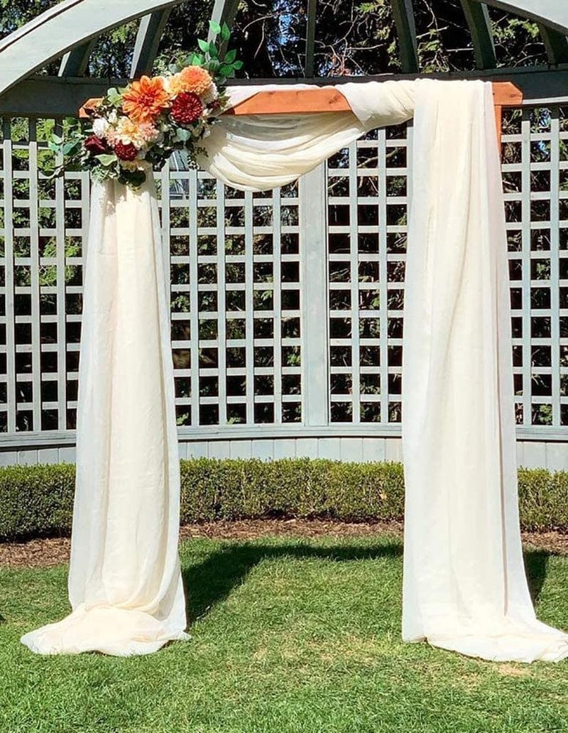Wedding Arch Fabric Drape Ivory 3 Panels 6 Yards Sheer Backdrop Curtain Chiffon Fabric for Party Ceremony Stage Reception Decorations Home & Garden > Decor > Window Treatments > Curtains & Drapes MoKoHouse   