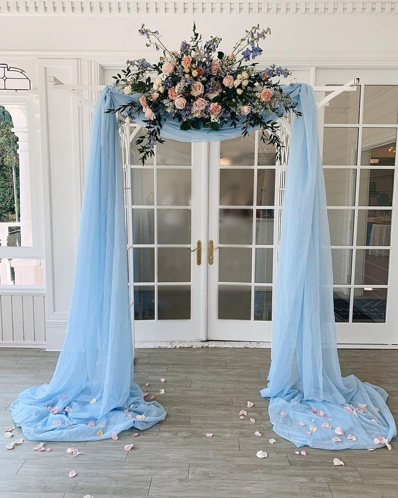 Wedding Arch Fabric Drape Ivory 3 Panels 6 Yards Sheer Backdrop Curtain Chiffon Fabric for Party Ceremony Stage Reception Decorations Home & Garden > Decor > Window Treatments > Curtains & Drapes MoKoHouse Light Blue 6 Yards 