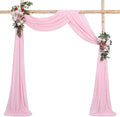 Wedding Arch Fabric Drape Ivory 3 Panels 6 Yards Sheer Backdrop Curtain Chiffon Fabric for Party Ceremony Stage Reception Decorations Home & Garden > Decor > Window Treatments > Curtains & Drapes MoKoHouse Pink 6 Yards 