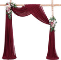 Wedding Arch Fabric Drape Ivory 3 Panels 6 Yards Sheer Backdrop Curtain Chiffon Fabric for Party Ceremony Stage Reception Decorations Home & Garden > Decor > Window Treatments > Curtains & Drapes MoKoHouse Burgundy 6 Yards 