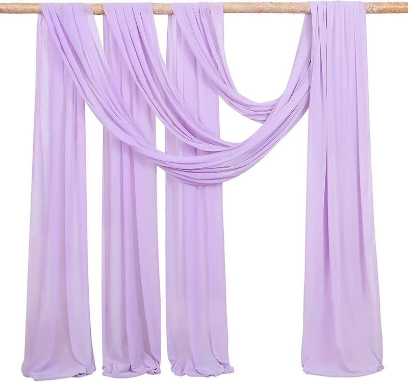 Wedding Arch Fabric Drape Ivory 3 Panels 6 Yards Sheer Backdrop Curtain Chiffon Fabric for Party Ceremony Stage Reception Decorations Home & Garden > Decor > Window Treatments > Curtains & Drapes MoKoHouse Light Purple 6 Yards 