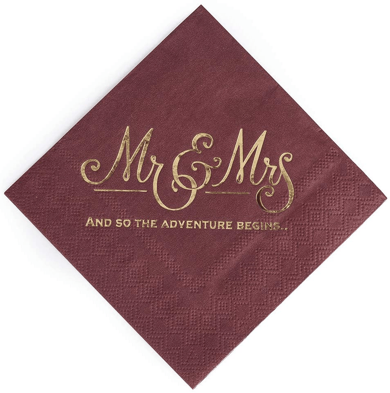 Wedding Napkins Mr and Mrs Gold Cocktail Beverage Dessert Napkins for Wedding Shower Engagement Party Decorations, Wedding Cake Table Decor Supplies. 100 Pcs, 3-Ply Home & Garden > Decor > Seasonal & Holiday Decorations Original Letter Board Supply Co Red  