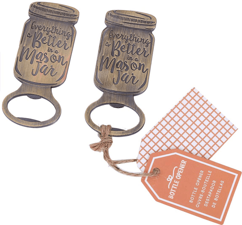 WeddParty Pack of 12 Mason Jar Bottle Openers Wedding Party Favors for Guests Beer Cola Opener With Kraft Tag for Bridal Baby Shower Party,Anniversary,Birthday,Decorations（Mason Jar) Home & Garden > Decor > Seasonal & Holiday Decorations& Garden > Decor > Seasonal & Holiday Decorations WeddPtyFr Pack of 24, Mason Jar  