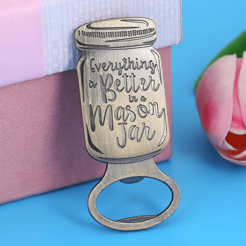 WeddParty Pack of 12 Mason Jar Bottle Openers Wedding Party Favors for Guests Beer Cola Opener With Kraft Tag for Bridal Baby Shower Party,Anniversary,Birthday,Decorations（Mason Jar) Home & Garden > Decor > Seasonal & Holiday Decorations& Garden > Decor > Seasonal & Holiday Decorations WeddPtyFr   