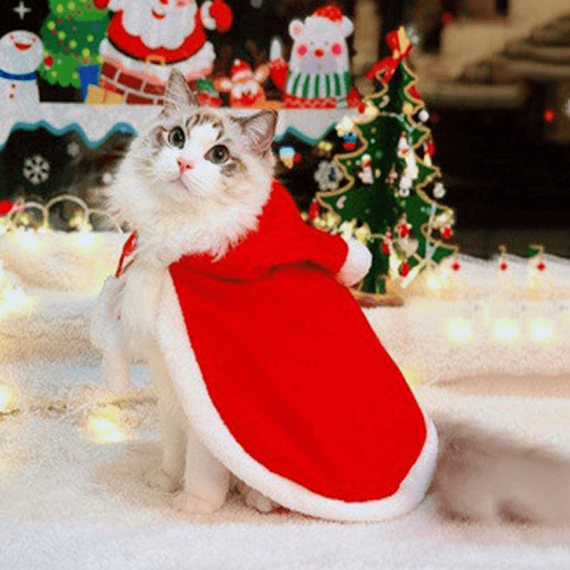 Weeh Dog Clothes for Christmas Cat Xmas Holiday Costume Red Christmas Cape Hooded Cloak Winter Outwear Animals & Pet Supplies > Pet Supplies > Cat Supplies > Cat Apparel WeeH Small  