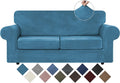 WEERRW 4 Pieces Velvet High Stretch Couch Covers for 3 Cushion Couch Sofa Slipcovers, Washable Furniture Protector with Non Slip Elastic Bottom, Feature Soft and Thick Plush Fabric, Dark Grey, Large Home & Garden > Decor > Chair & Sofa Cushions WEERRW Peacock Blue Medium 