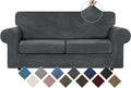 WEERRW 4 Pieces Velvet High Stretch Couch Covers for 3 Cushion Couch Sofa Slipcovers, Washable Furniture Protector with Non Slip Elastic Bottom, Feature Soft and Thick Plush Fabric, Dark Grey, Large Home & Garden > Decor > Chair & Sofa Cushions WEERRW Dark Grey Medium 