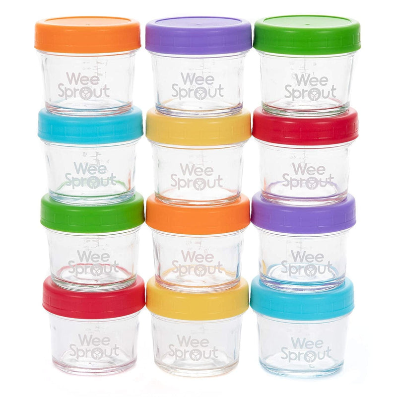 Weesprout Glass Baby Food Storage Jars - 12 Set | 4 Oz & 8 Oz Baby Food Jars with Lids | Freezer Storage | Reusable Small Glass Baby Food Containers | Microwave/Dishwasher Friendly | for Babies Home & Garden > Decor > Decorative Jars WeeSprout   