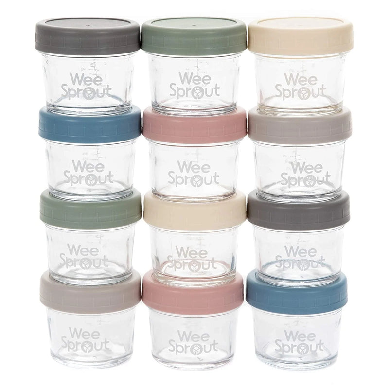 Weesprout Glass Baby Food Storage Jars - 12 Set | 4 Oz & 8 Oz Baby Food Jars with Lids | Freezer Storage | Reusable Small Glass Baby Food Containers | Microwave/Dishwasher Friendly | for Babies Home & Garden > Decor > Decorative Jars WeeSprout   