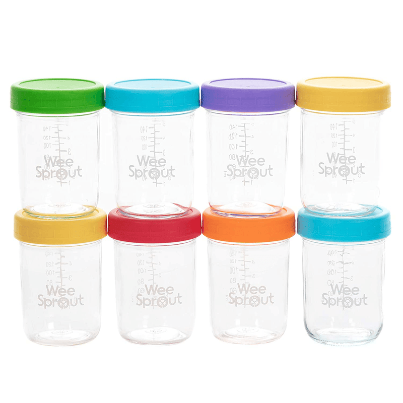 WeeSprout Glass Baby Food Storage Jars - 12 Set, 4 oz Baby Food Jars with Lids, Freezer Storage, Reusable Small Glass Baby Food Containers, Microwave & Dishwasher Friendly, for Infants & Babies Home & Garden > Decor > Decorative Jars WeeSprout Bright Variety 8 Ounce 